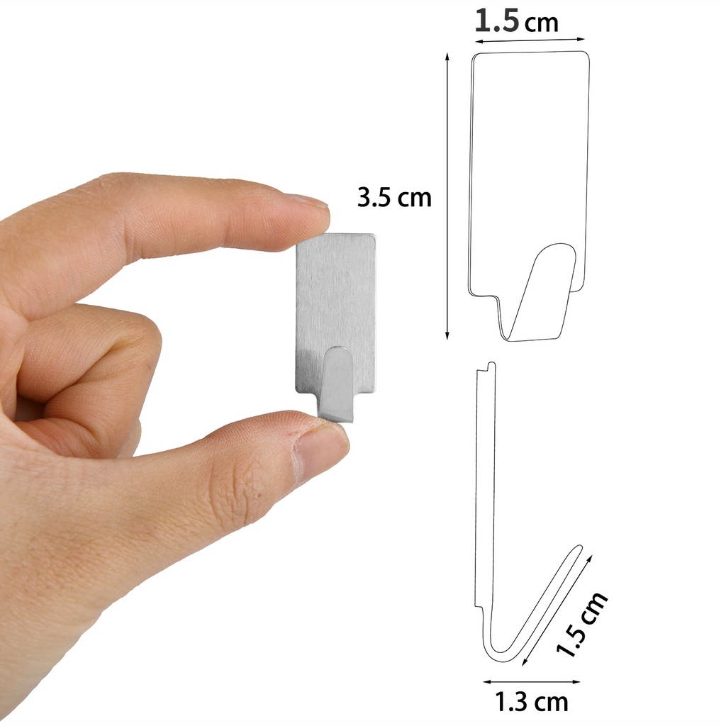 Bộ 10 Móc Treo Tường Bằng Thép Không Gỉ Màu Bạc Đa Năng Giá Đỡ