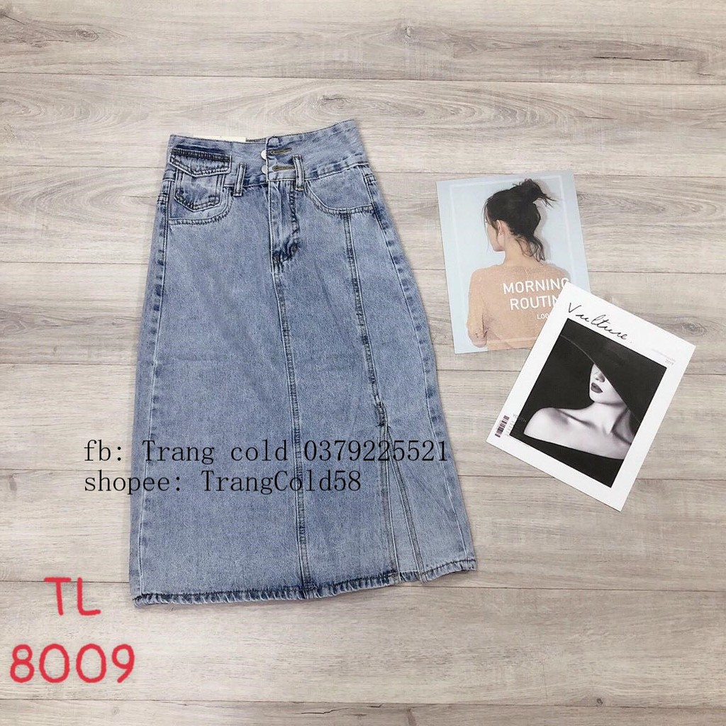 Chân váy bò dài xẻ hàng đẹp chuẩn loại 1 (Ảnh thật shop tự chụp )
