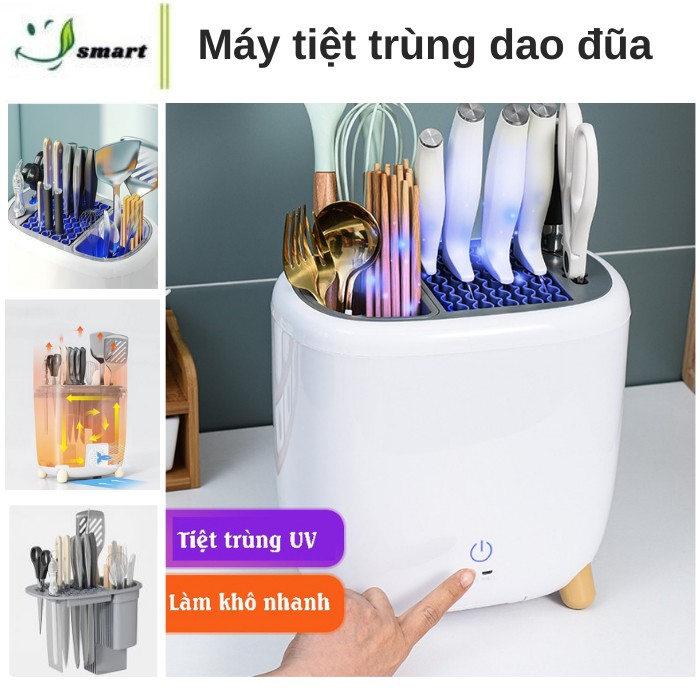 Máy khử trùng, Máy diệt khuẩn khử mùi, dao đũa bằng tia UV sấy khô Kệ đựng dao đũa thìa