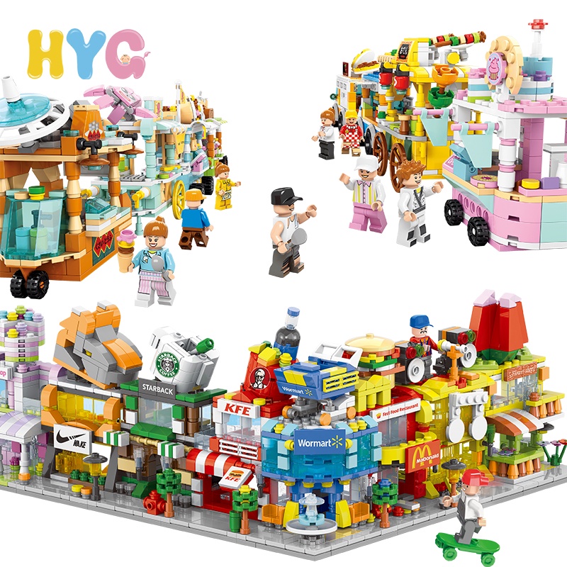 Bộ đồ chơi lắp ráp HYG Toys mô hình đường phố mini thủ công dành cho bé trai và bé gái