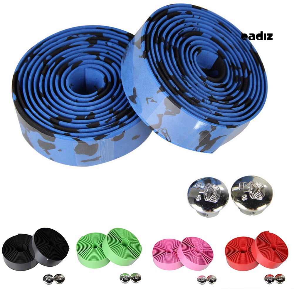Set 2 cuộn băng quấn ghi đông xe đạp bằng cao su kèm 2 nút bịt chuyên dụng
