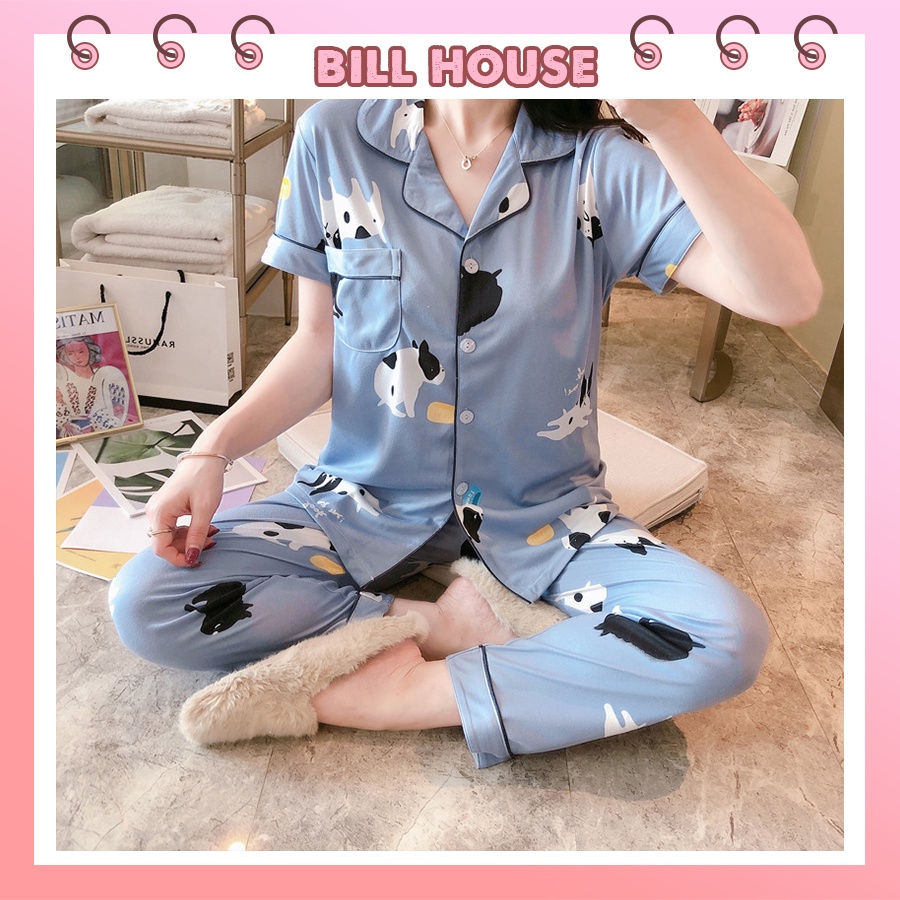 Đồ bộ nữ pijama mặc nhà, bộ ngủ tay ngắn quần dài dễ thương bigsize cao cấp chất dày ấm PJMTN01