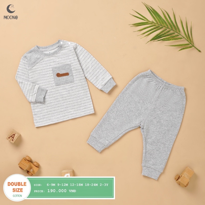 [CHÍNH HÃNG] Bộ dài tay nỉ nhung họa tiết trẻ em bé trai / bé gái Moon (Sz 6m-3y)