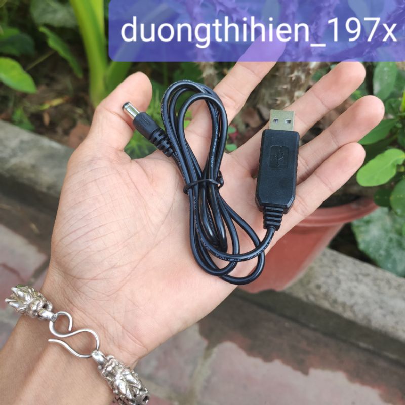 Dây cáp nguồn USB 5V sang chân DC 5,5x2,1mm 9V 12V dùng cho wifi khi mất điện, dây tăng áp 5V lên 9V, 12V