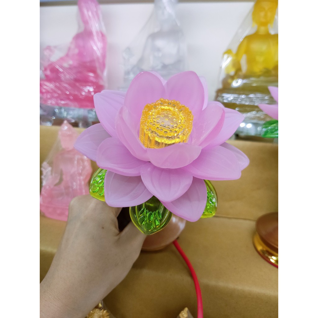 Cặp đèn thờ hoa sen đổi màu cao cấp