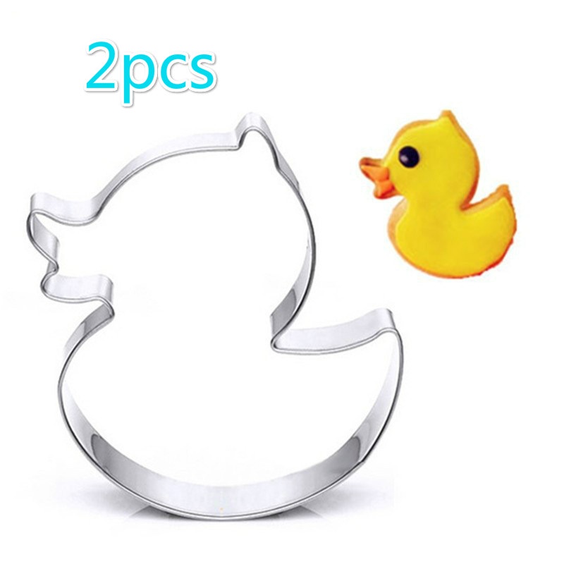Set 2 khuôn cắt bánh quy hình chú vịt dễ thương bằng thép không gỉ