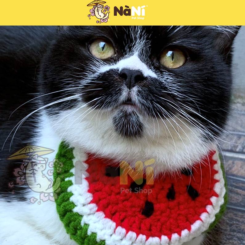 Yếm cho chó mèo kiêm vòng cổ mèo đan len móc nhiều màu xinh xỉu - Nà Ní Pet Shop