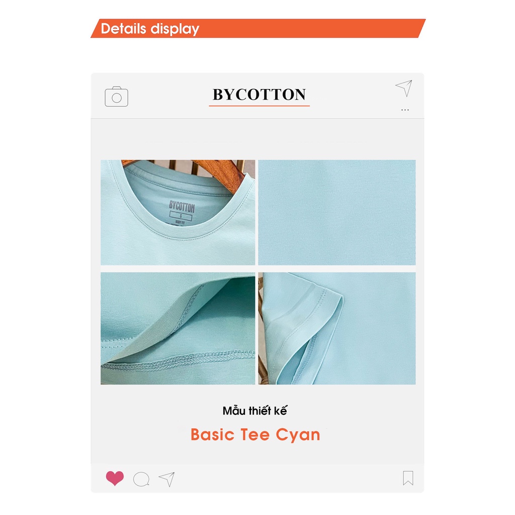Áo Thun Ngắn Tay Cổ Tròn Xanh Cyan BY COTTON Cyan Basic Tee