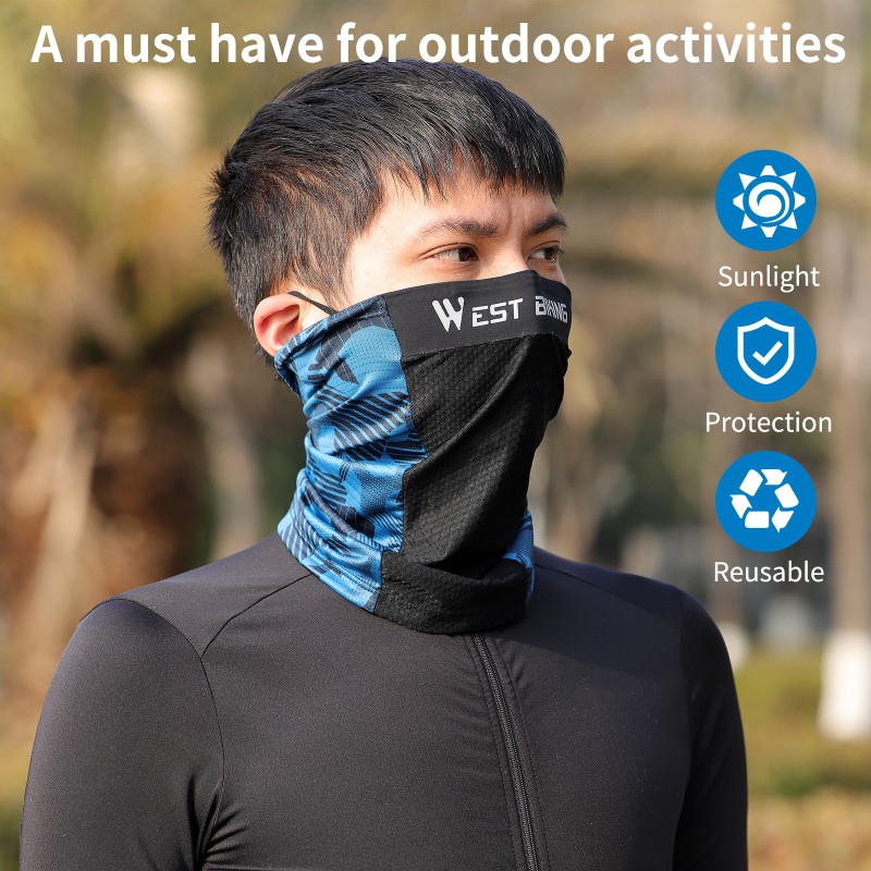 Khăn choàng cổ kiêm khẩu trang WEST BIKING vải lụa lạnh co giãn thoáng khí chống tia UV chống bụi cho xe đạp thể thao