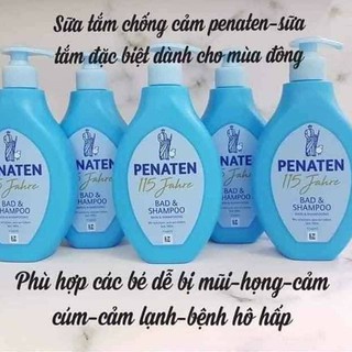 Sữa tắm gội chống cảm cúm Penaten của Đức 2in1, sữa tắm thảo dược an toàn chăm sóc làn da mềm mại cho bé