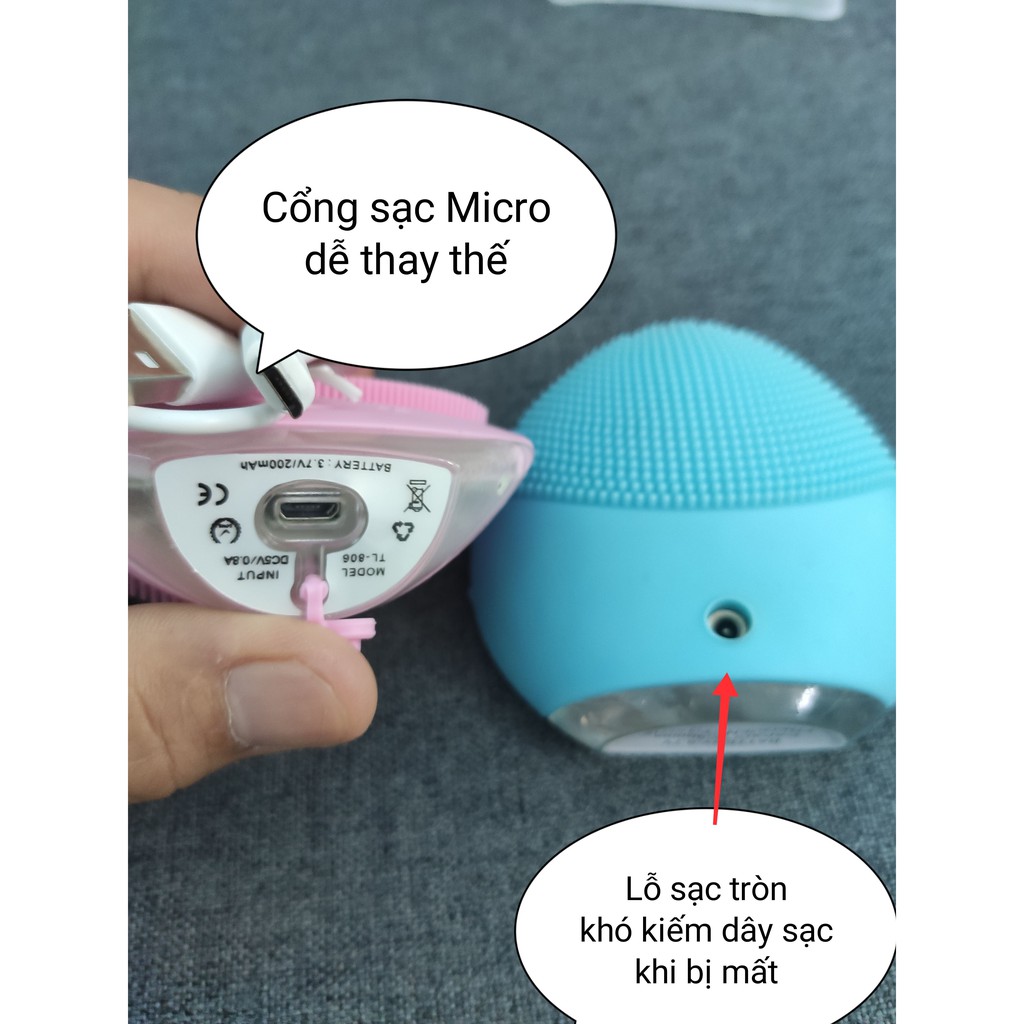 Máy rửa mặt FOREO LUNA MINI 2 , Máy rung CẦM TAY làm sạch SÂU DƯỚI da mặt, xe khít lỗ chân lông HT