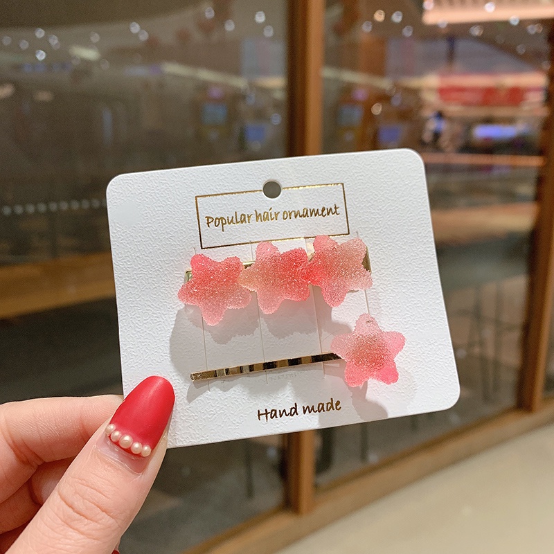 Kẹp tóc hình ngôi sao/ trái tim mềm màu kẹo thời trang cho bé gái