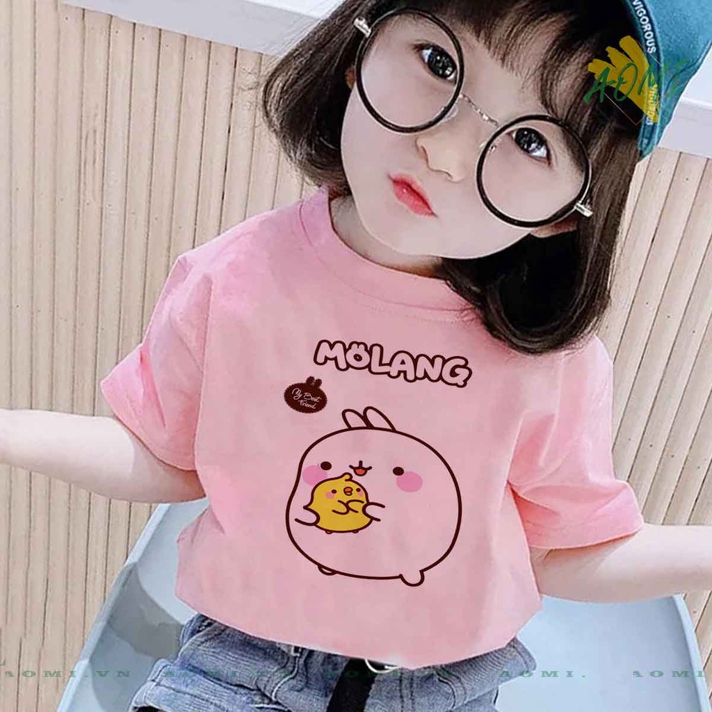 ÁO THUN friend molang vit thỏ cute UNISEX PHÔNG HỒNG TAY NGẮN NAM NỮ GIA ĐÌNH CẶP ĐÔI SIZE TRẺ EM BÉ TRAI GÁI AOMIVN