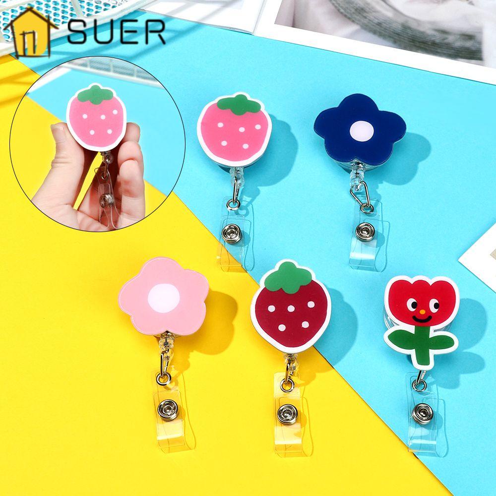 Suenin Kẹp Cài Huy Hiệu Hình Dâu Tây / Hoa Dễ Thương Có Khóa Kéo Cho Học Sinh