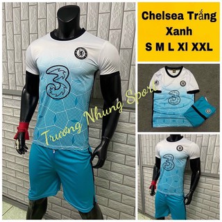 Bộ quần áo đá bóng đá banh CLB CHELSEA trắng người lớn ngắn tay 2021