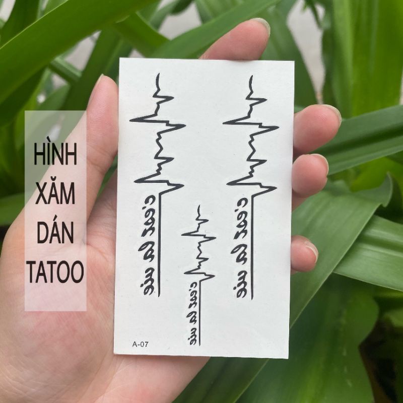 Hình xăm tatoo nhịp tim x005. Xăm dán tatoo mini tạm thời, size <10x6cm