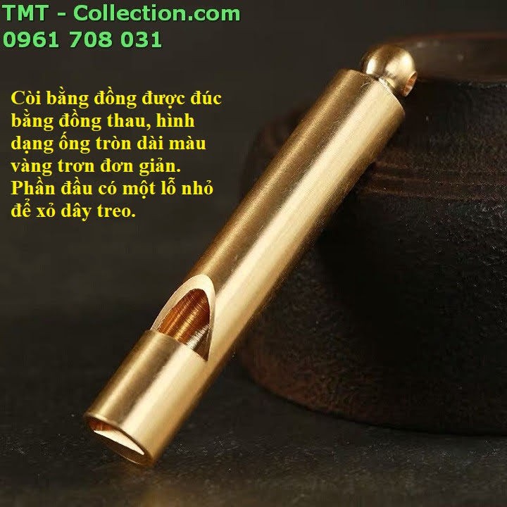Còi bằng đồng; Dùng để trang trí, thổi còi tập trung, đi du lịch, làm móc treo chìa khóa-TMT Collection-SP001520