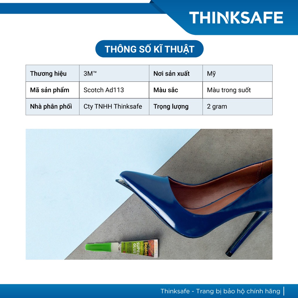 Keo dán đa năng 3M Scotch AD113 2gr mau khô, trong suốt, dán gỗ, nhựa, cao su, nỉ, giày dép - Thinksafe