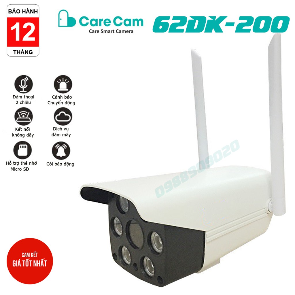 Camera WIFI ngoài trời Care Cam full HD1080P 2.0 Mpx góc siêu rộng, tích hợp đèn Led quay đêm, đàm thoại 2 chiều | WebRaoVat - webraovat.net.vn