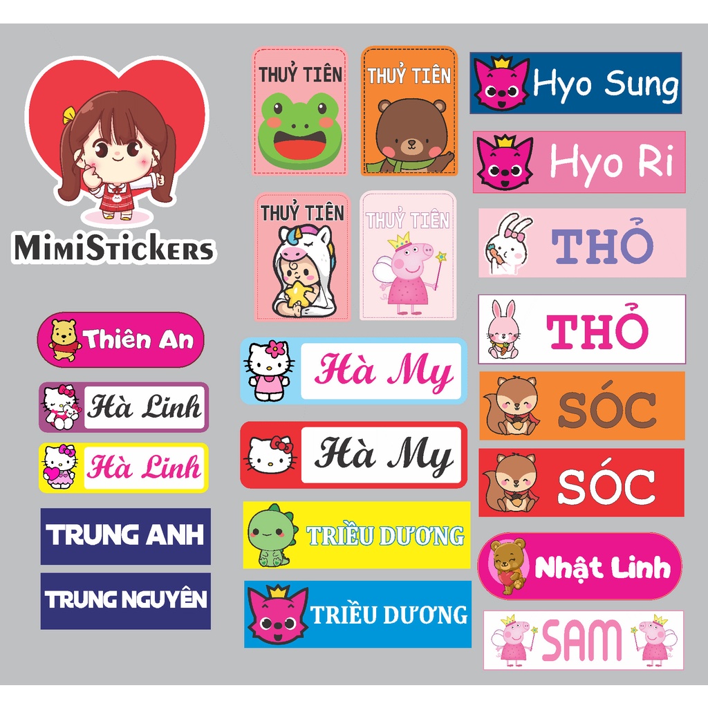Hình ủi, hình ép nhiệt - Set hình ủi tên cho bé đi học nhiều mẫu