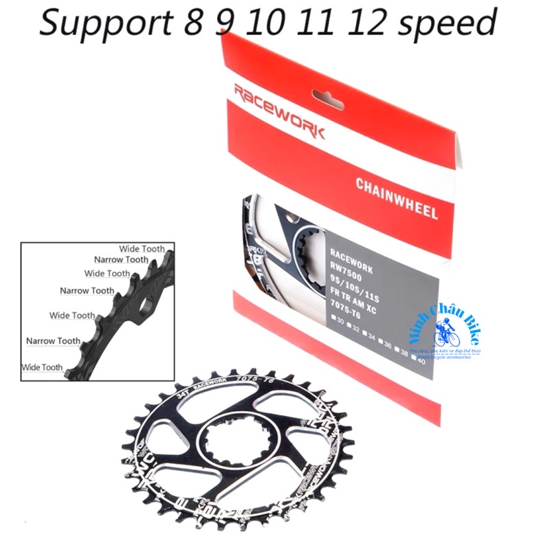 Bộ đùi đĩa xe đạp RACE WORK Asprie 170L. Chuẩn GXP - Taiwan