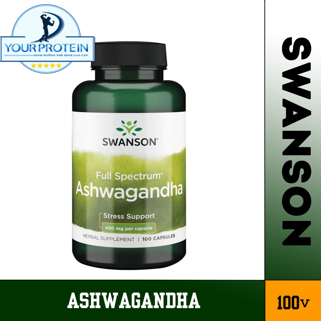 Swanson Sâm Ấn Độ Ashwagandha 450mg 100v ( Hỗ Trợ Sức Khỏe Sinh Lý Nam Giới)