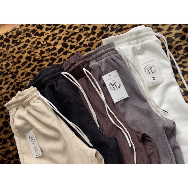 Quần nhung tăm unisex nhiều màu lưng thun chất đẹp