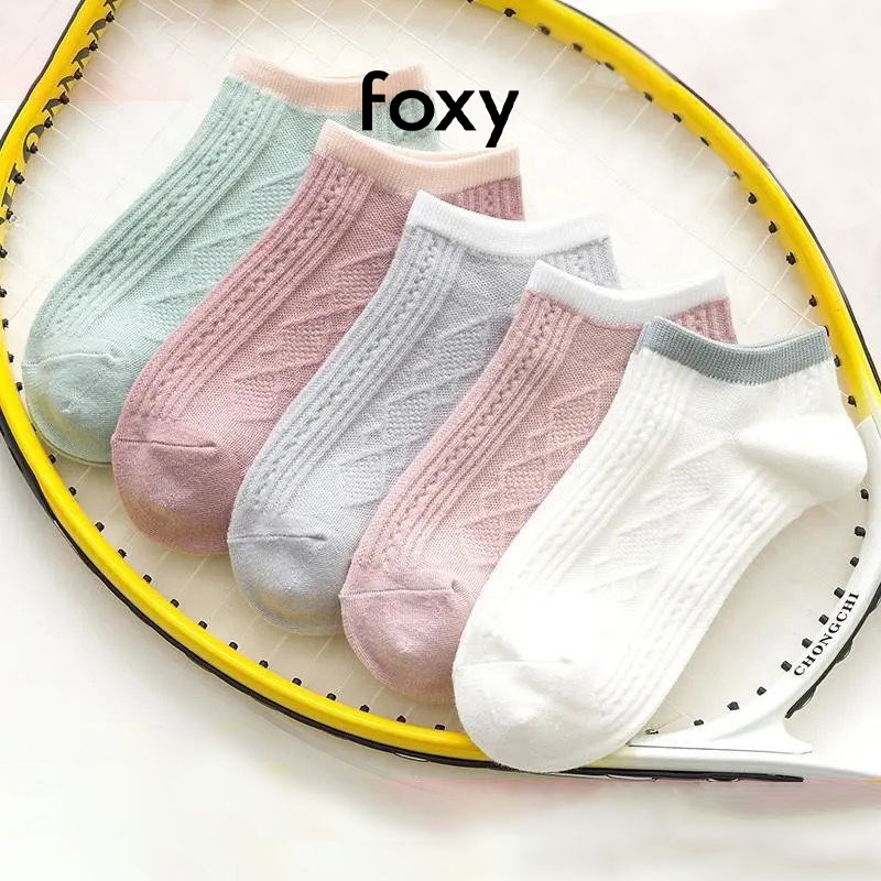 Tất Nữ Cotton Cổ Ngắn Dệt Kim Cương Vớ Nữ Nhiều Màu Basic Foxy - FOS014