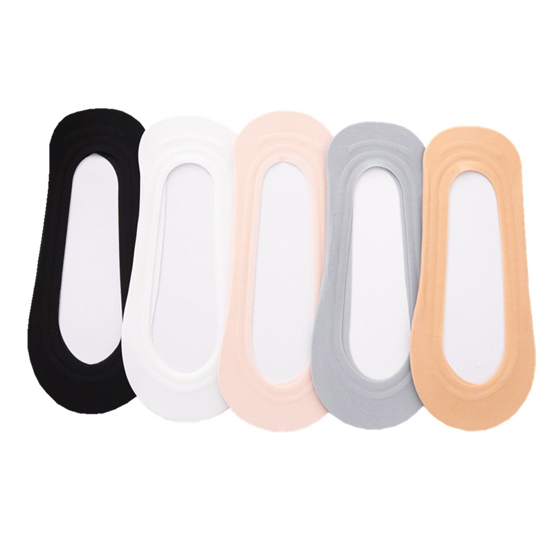 Vớ Cotton Lụa Lạnh Silicon Chống Trượt Màu Trơn Vô Hình Miệng Nông Không Đường May Cho Nữ