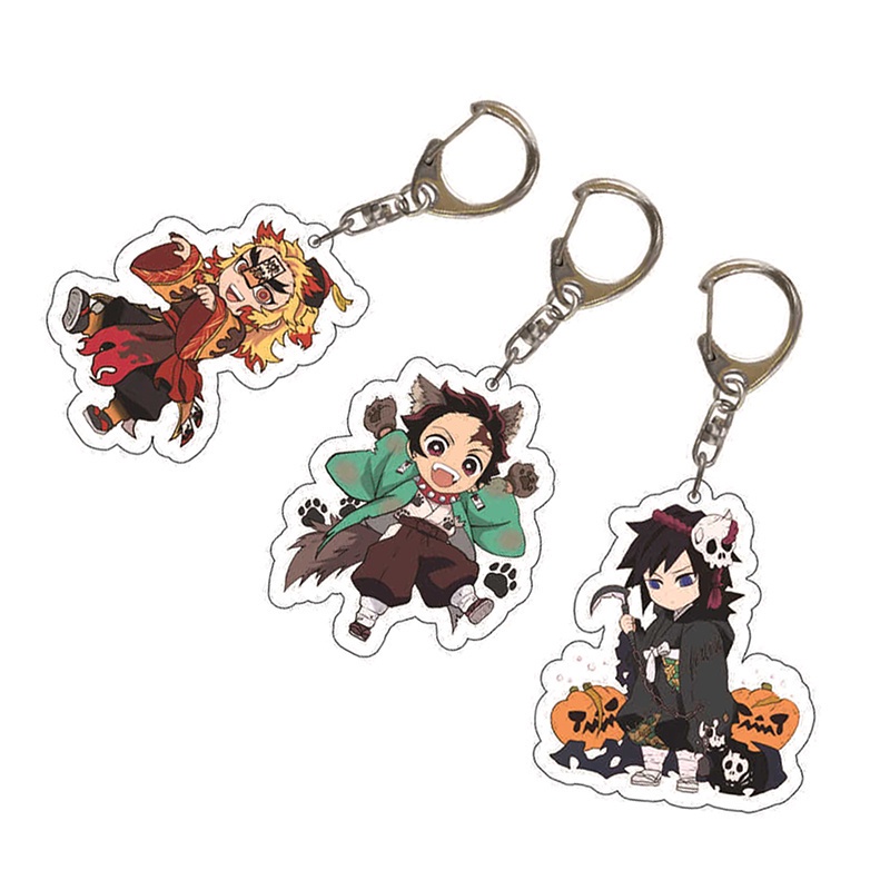 Móc khóa từ nhựa acrylic họa tiết hoạt hình Songping Demon Slayer Tanjirou Nezuko Zenitsu Inosuke