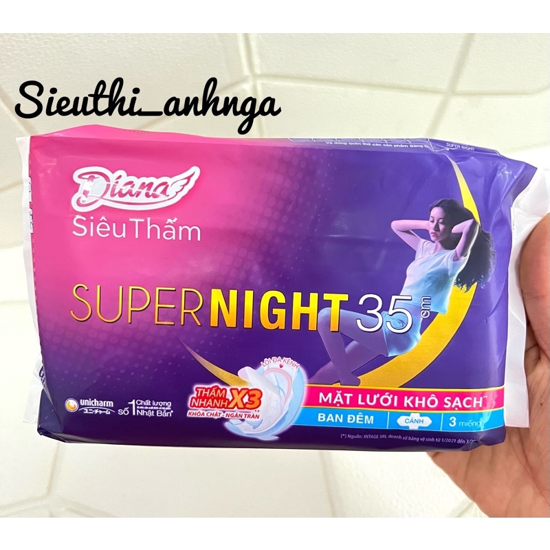 Băng Vệ Sinh Diana Super Night 35cm Có Cánh Ban Đêm