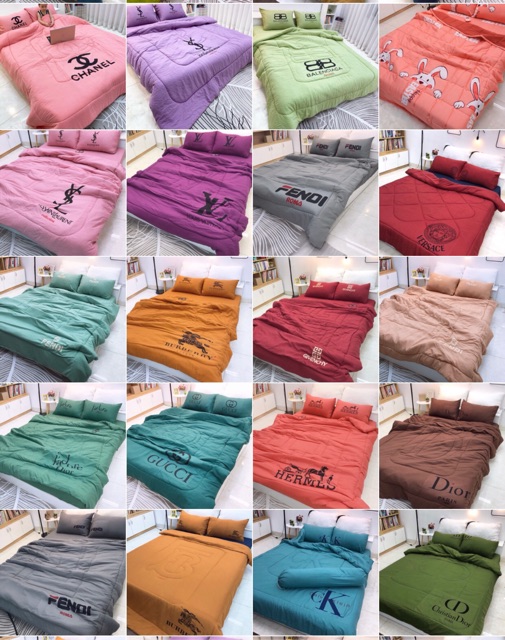 Bộ chăn hè ga gối Đũi mềm, mịn thêu thương hiệu. được chọn mẫu