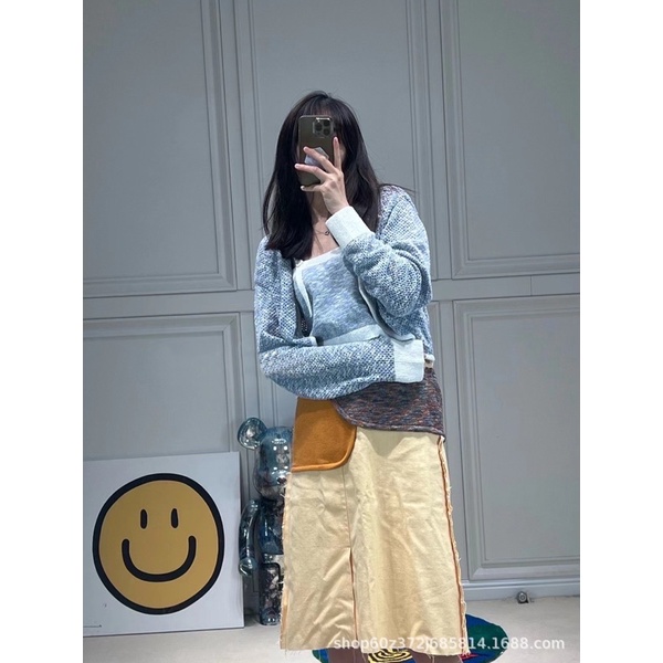 set áo len dệt kim mix viền trắng nổi bật