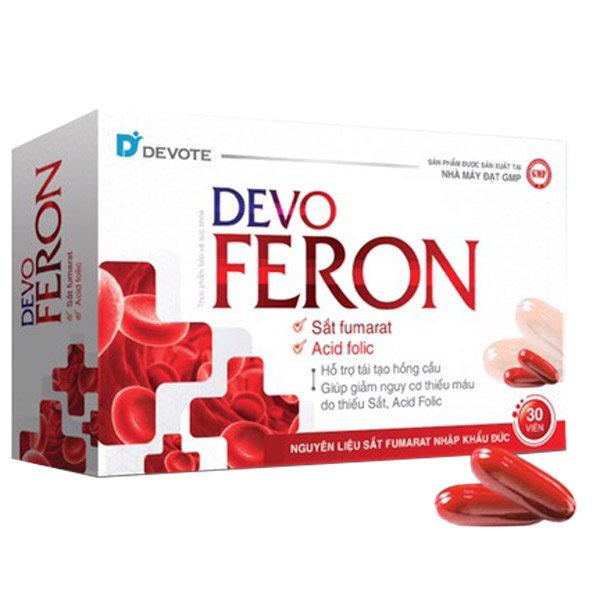 Devo Feron, hỗ trợ bổ sung sắt, hỗ trợ quá trình tạo hồng cầu (30 viên)