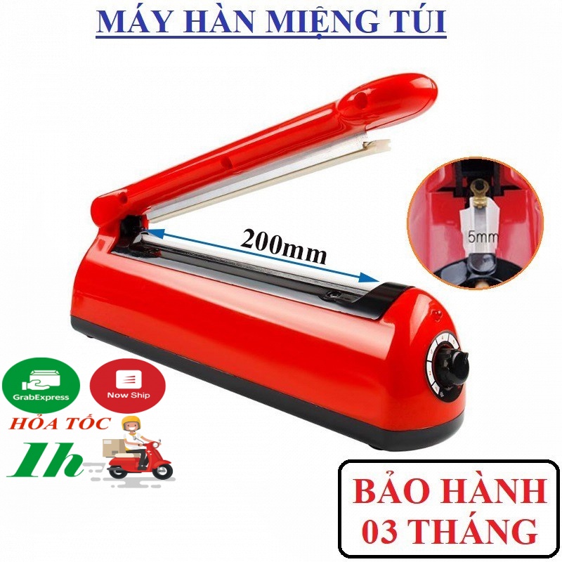 Máy Hàn Miệng Túi Dập Tay PFS đường hàn 200x5(mm)-Máy hàn miệng túi đa năng, hàn túi zip nhôm, túi nhựa, túi Craft