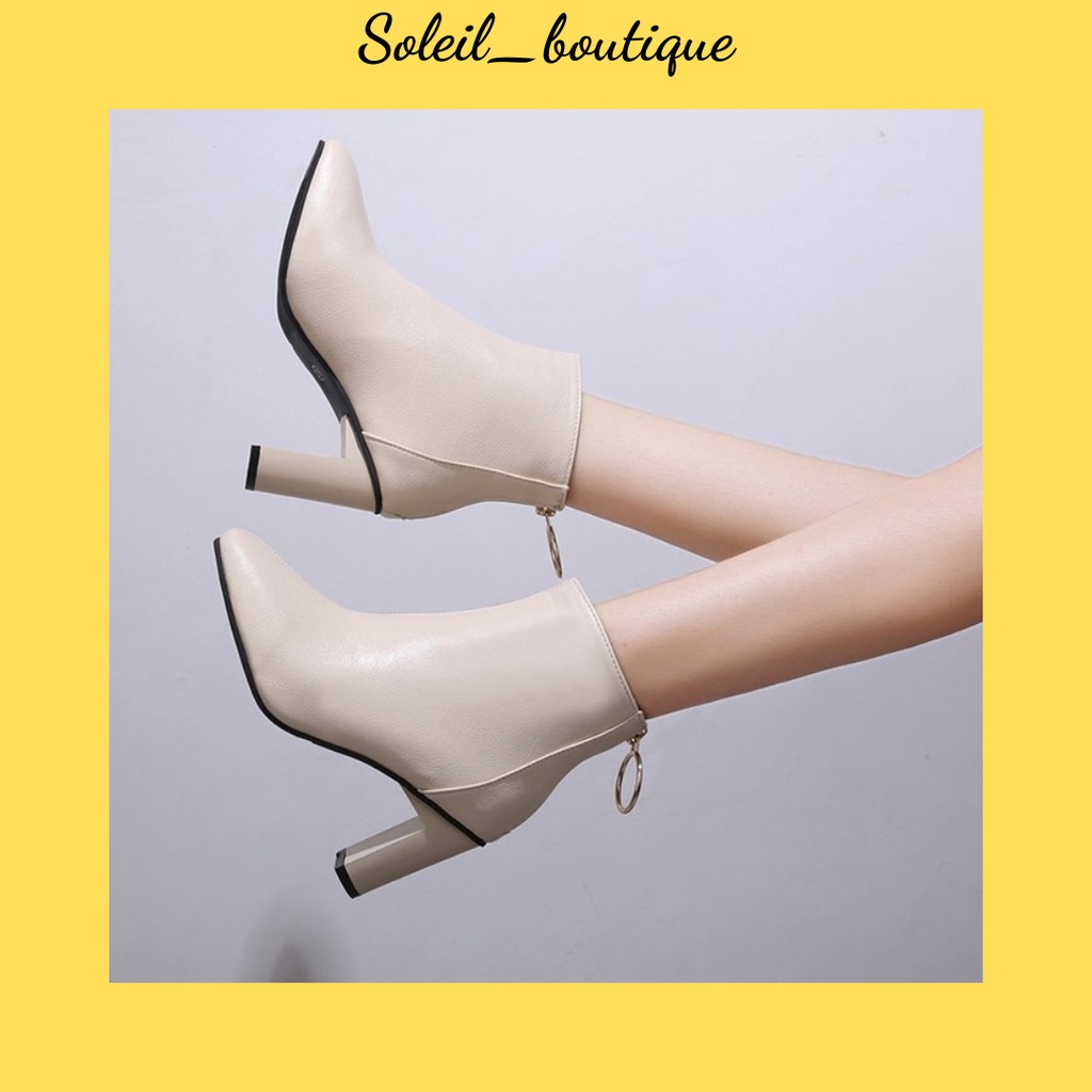 Bốt nữ, boot phối khóa kéo sau ( sẵn 1 vài size) thời trang phong cách Hàn Quốc cho nữ Soleil Boutique