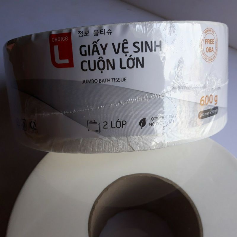 Giấy vệ sinh (2 lớp) cuộn lớn 600g Choice L Hàn Quốc.