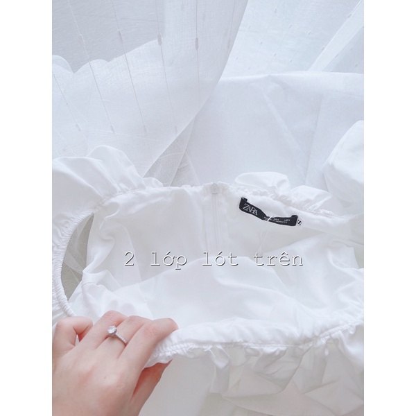Váy trễ vai bèo xoè đai eo cực xinh, váy đi chơi