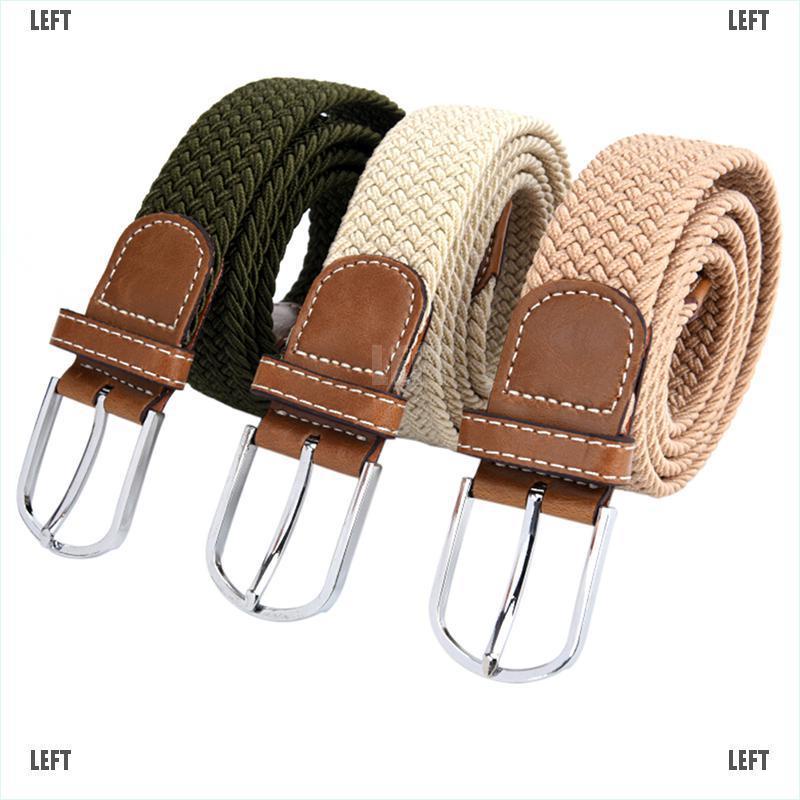 Thắt Lưng Vải Canvas Bện Co Giãn Có Khóa Cài Trái Cho Nam