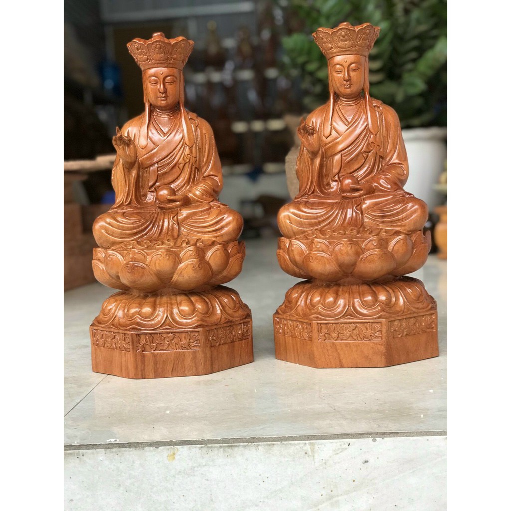 Tượng phật Địa Tạng Vương Bồ Tát bằng gỗ hương cao 30 cm