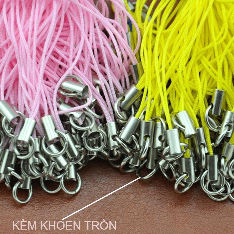 Móc điện thoại kèm khoen tròn nguyên liệu thủ công, phụ liệu handmade]