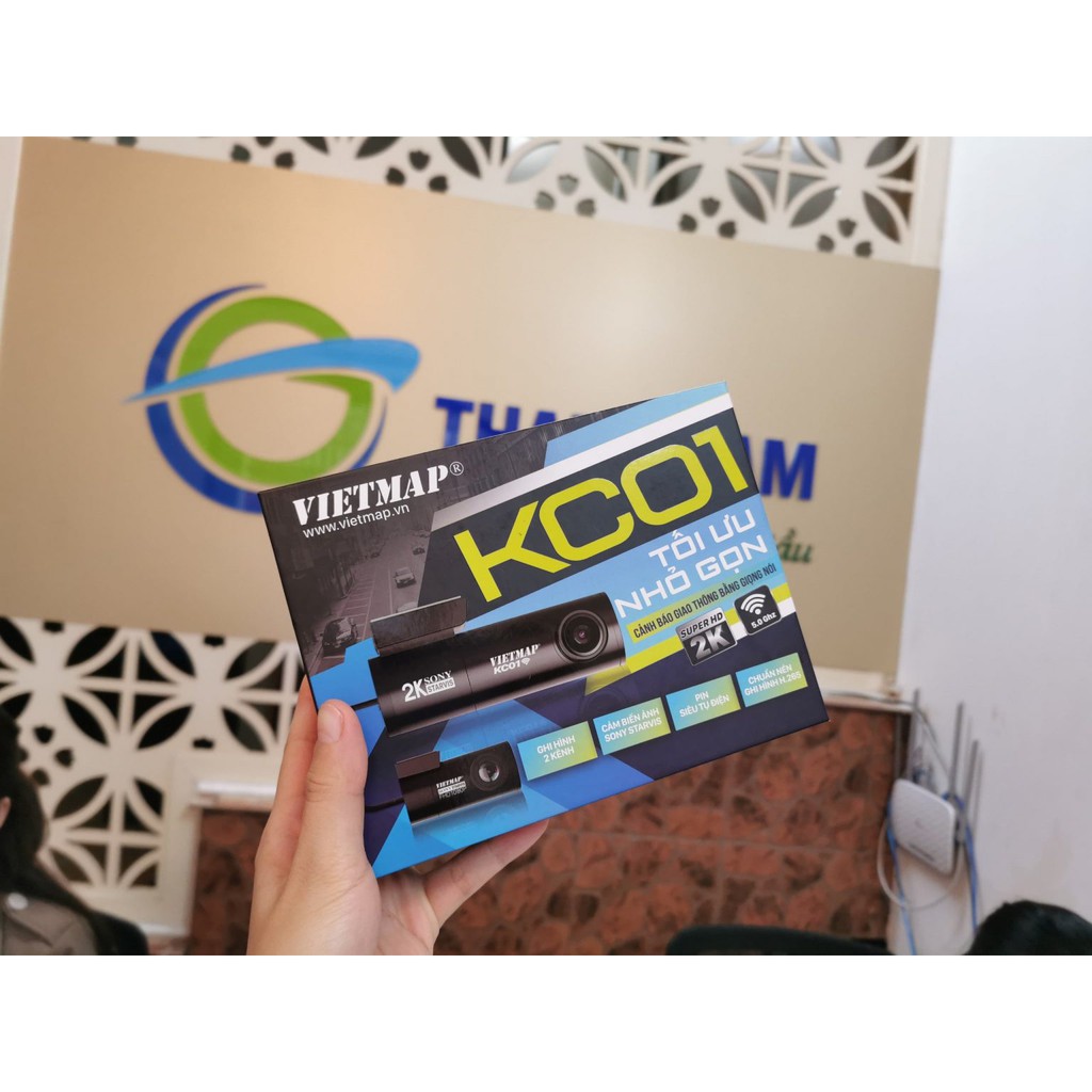 Camera hành trình Vietmap KC01 Pro Cảnh báo giao thông bằng giọng nói tiếng việt, ghi hình trước sau 2k