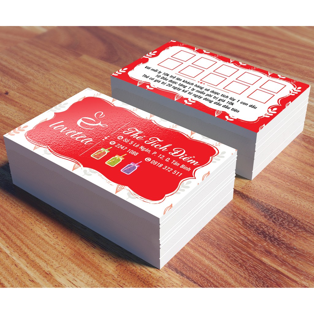 IN 200 VOUCHER/THẺ TÍCH ĐIỂM GIÁ RẺ CHỈ 105.000đ / Giấy C300 / Cán Màng