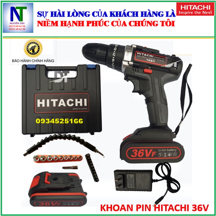 Khoan pin Hitachi 36V. tặng bộ phụ kiện.