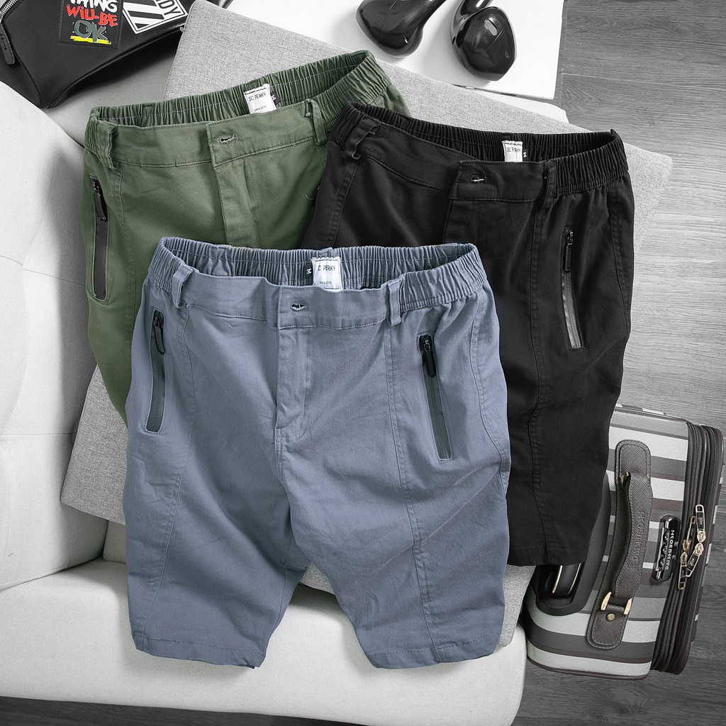 Quần Short Nam KAKI Túi Kéo - QS007 - Chất liệu vải co giãn, Thiết Kế Khoá Kéo Túi Trước - SC Perky Outfit Design | BigBuy360 - bigbuy360.vn