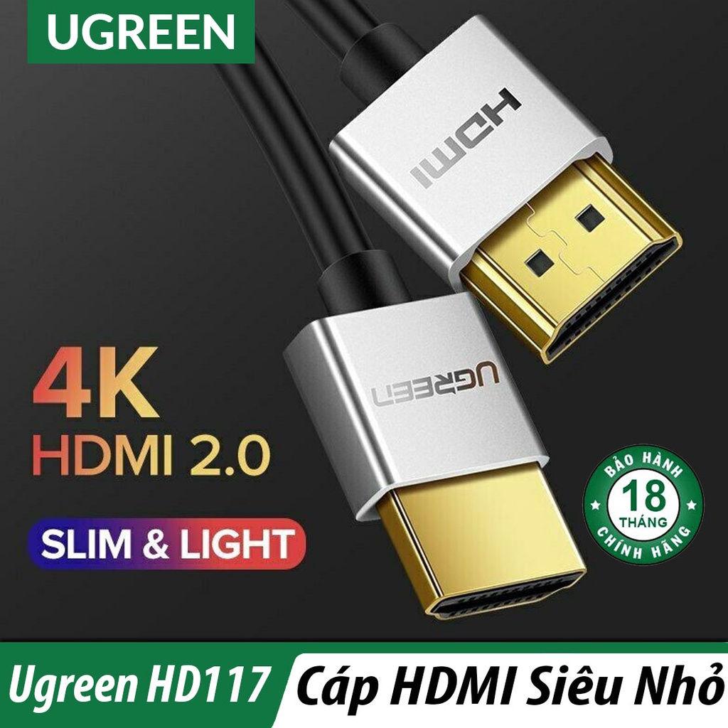 Cáp HDMI 2.0 Sợi Siêu Mỏng 1.5M UGREEN HD117 | Hỗ trợ 4K@60Hz
