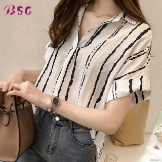 Áo Sơ Mi Công Sở Nữ Cổ Chữ V Sọc Dọc