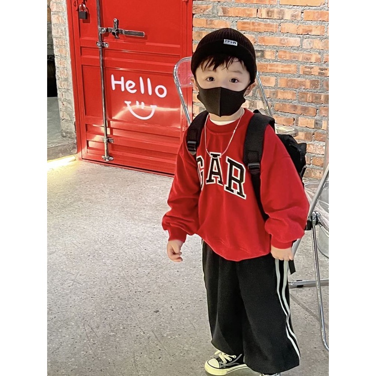 [Hàng Có Sẵn] Set Áo Sweatshirt Kèm Quần Dài Phong Cách Đường Phố Thời Trang Mùa Xuân Cho Bé Trai