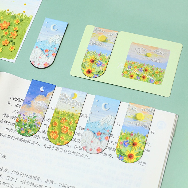 Thẻ Đánh Dấu Sách Từ Tính Họa Tiết Hoa Lãng Mạn Sáng Tạo Đa Ứng Dụng