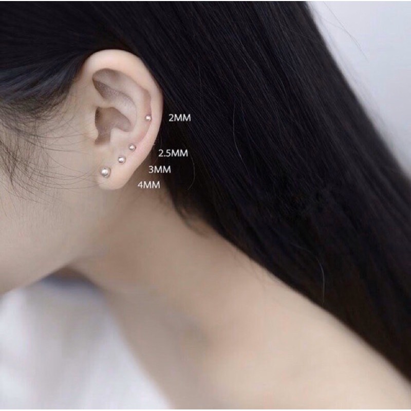 Khuyên tai nam nữ nụ bi tròn bạc 925 D'rosy Jewelry, Bông tai bạc nữ minidot basic
